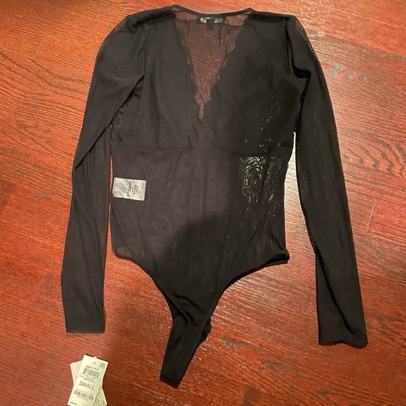 INC New Lace Mesh Lingerie Bodysuit Black Small - Picture 5 of 6